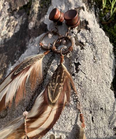 XL Long Feather Earrings Plugs 12mm image 4