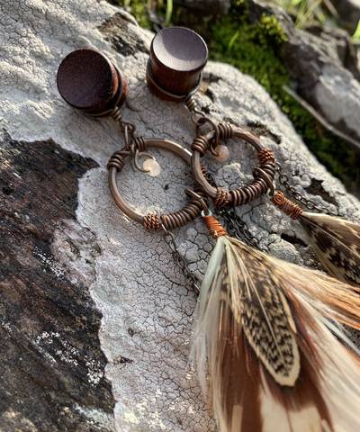 XL Long Feather Earrings Plugs 12mm image 5