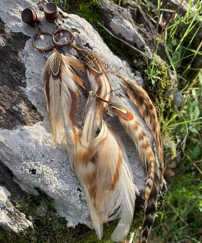 XL Long Feather Earrings Plugs 12mm image 7