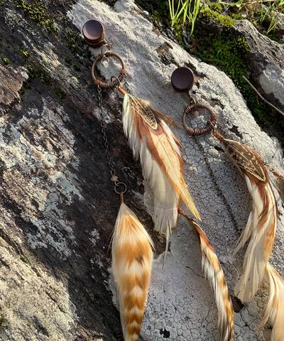 XL Long Feather Earrings Plugs 12mm image 8