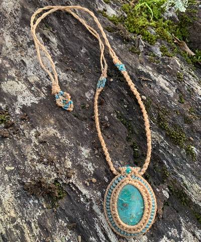 Chrysocolla Elegant Macrame Necklace image 2