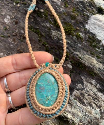 Chrysocolla Elegant Macrame Necklace image 1