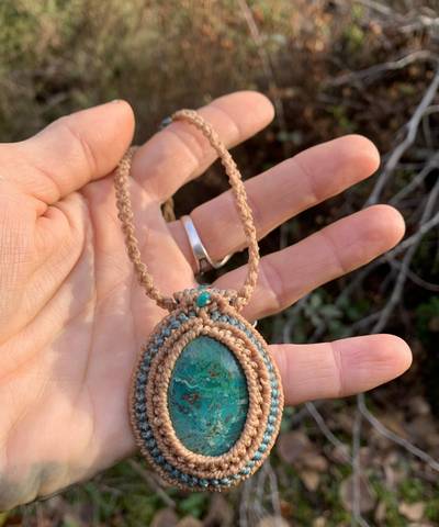 Chrysocolla Elegant Macrame Necklace image 3