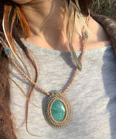 Chrysocolla Elegant Macrame Necklace image 4