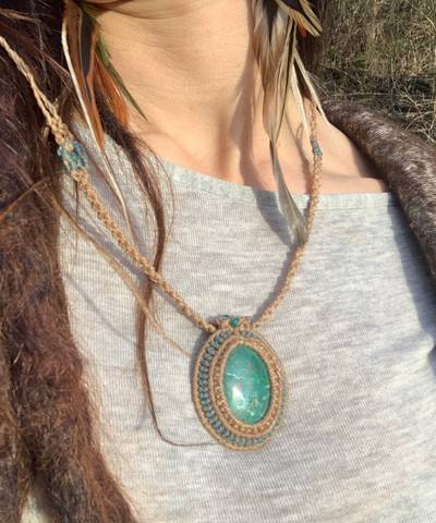 Chrysocolla Elegant Macrame Necklace image 5
