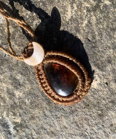 Honey Pearl Moon Micro Necklace image 1