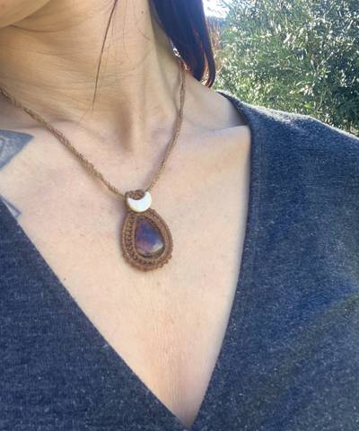 Honey Pearl Moon Micro Necklace image 5